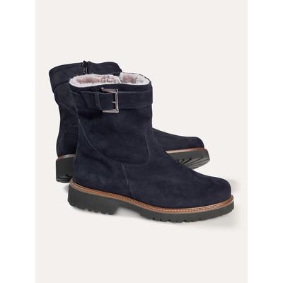 Walbusch Damen Lammfell-Stiefelette Blau noch offen: Muster