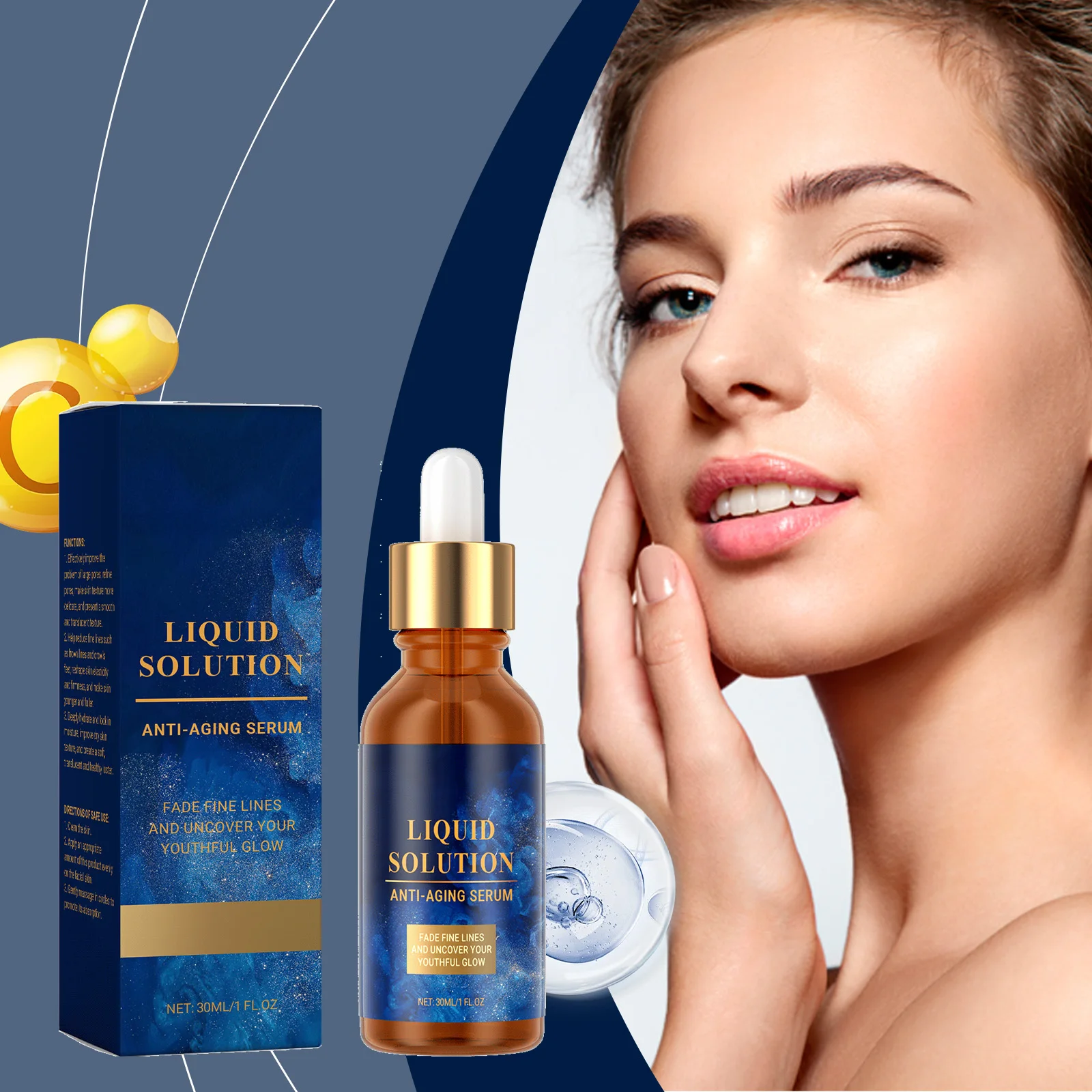 Anti-Aging-Gesichtsserum, strafft die Hautelastizität, verbessert die Straffung des Facelifting-Pfleges, verblasst feine Linien, Vitamin E, verjüngendes Serum Image