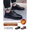 Herren Outdoor Casual Lederschuhe Papa Big Head Lederschuhe Schnürfreie Retro Herrenschuhe Trendige Low-Top-Arbeitsschuhe mit weichem Boden