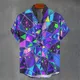 Camicia a maniche corte in lino casual estivo da uomo del 2025, camicia abbottonata in lino di alta qualità con stampa di motivi 3D di fascia alta