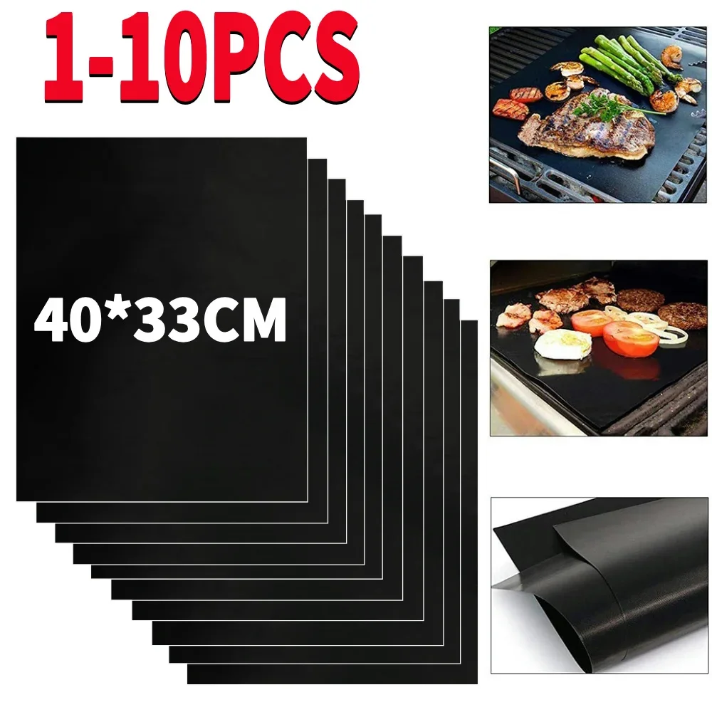 1-10PCS Nicht-stick BBQ Grill Matte Grill Outdoor Backen Matte Wiederverwendbare BBQ Kochen Grillen Blatt für party Grill Matte Küche Werkzeug Image