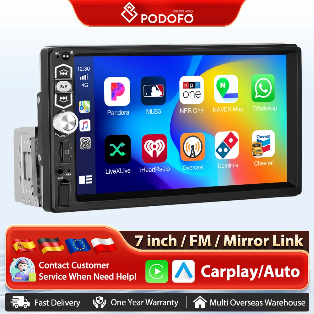 Podofo FM USB Auto Multimedia Player 7 zoll 2din Auto Radio Android Auto Carplay MP5 Player Auto Stereo Stereo kopf Einheit Radio Image