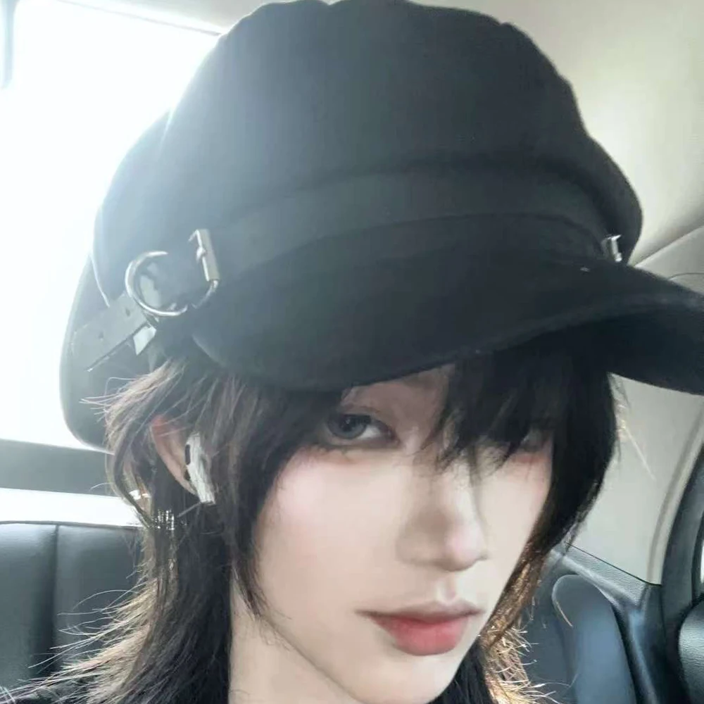 2025 Punk Frauen Harajuku Gothic Lolita Baskenmütze Hut Kappe Y2K Mädchen Schleife Punk Spitze Handmake Dekorative Sonnenhüte mit Kreuz Anhänger Image