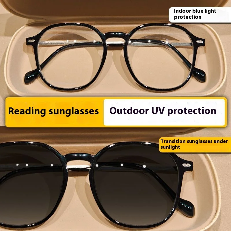 Lesebrille im photochrome Stil 0 +1,0 +1,5 +2,0 Brille mit großem Rahmen, die Eleganz ausstrahlen. UV-beständige Lesebrille für den Außenbereich Image