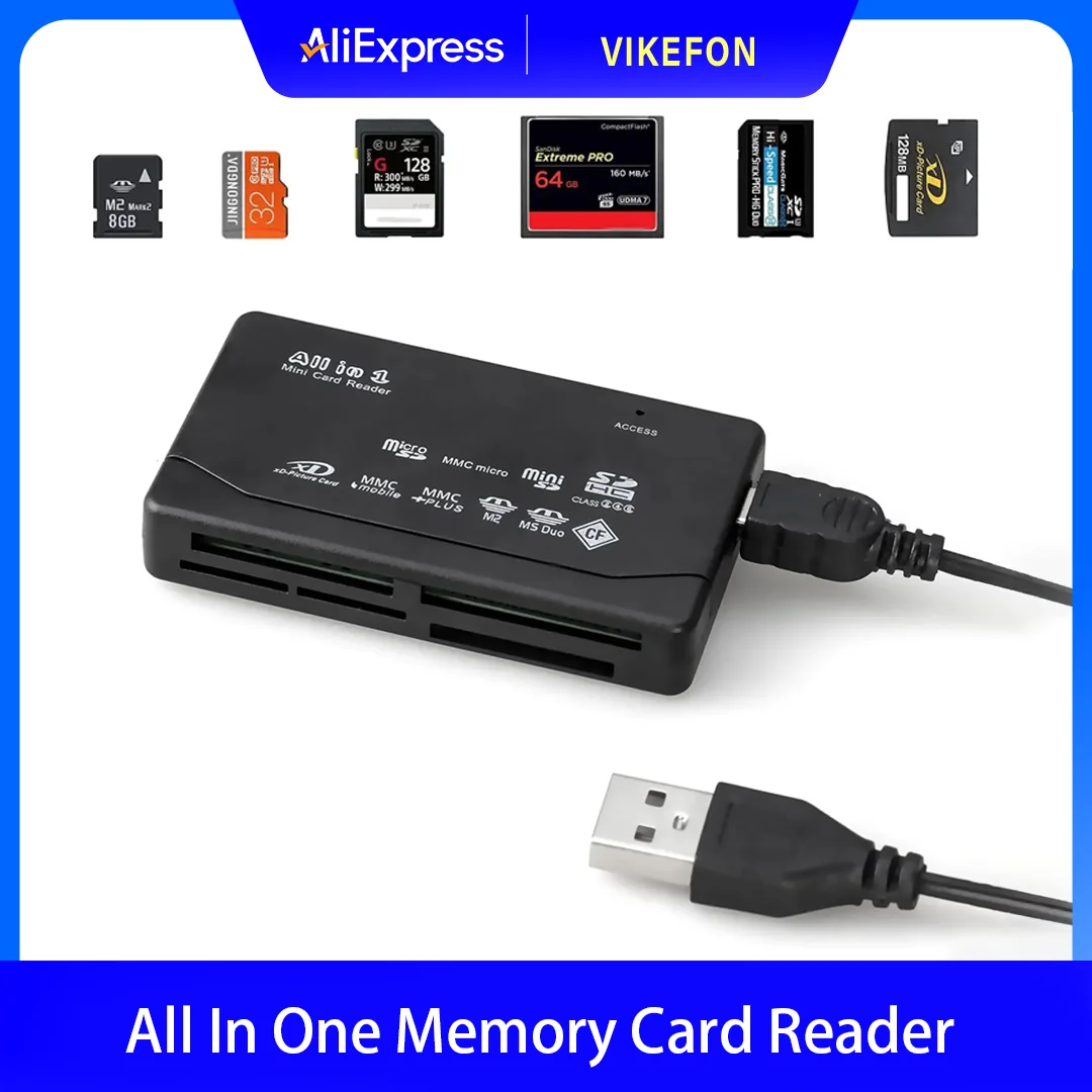 All-in-One-Speicherkartenleser USB externer Kartenleser SD SDHC Mini Micro M2 MMC XD CF-Leser für MP3, Digitalkamera Image