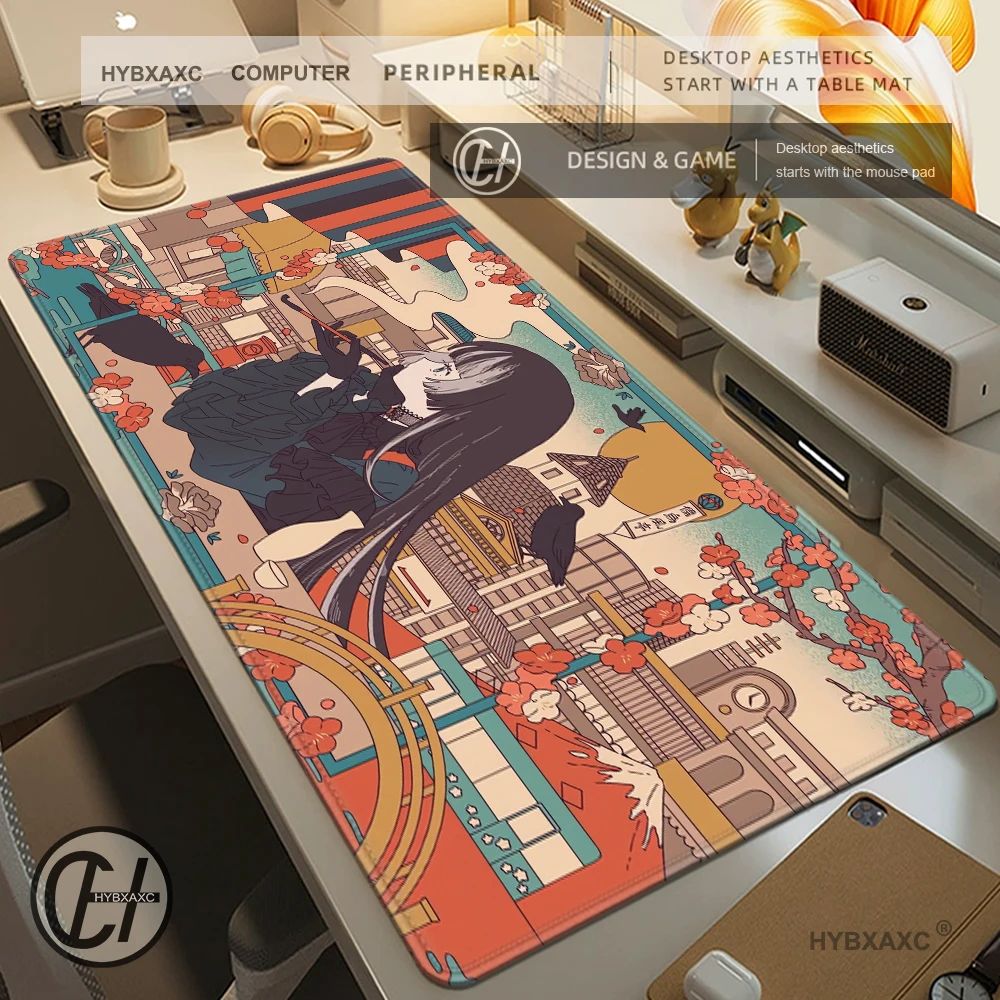 Beliebtes Virutal Idol Jannyauutei Raden Gummi-Mauspad mit Schlosskante, Gaming-Zubehör, HD-Druck, Schreibtischunterlage, Schreibunterlage für Studenten Image