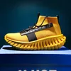 Neue Gelbe männer Laufschuhe Komfortable Plattform High Top Sneakers Für Männer Atmungsaktive Stricken Casual Sport Schuhe Mann Trainer