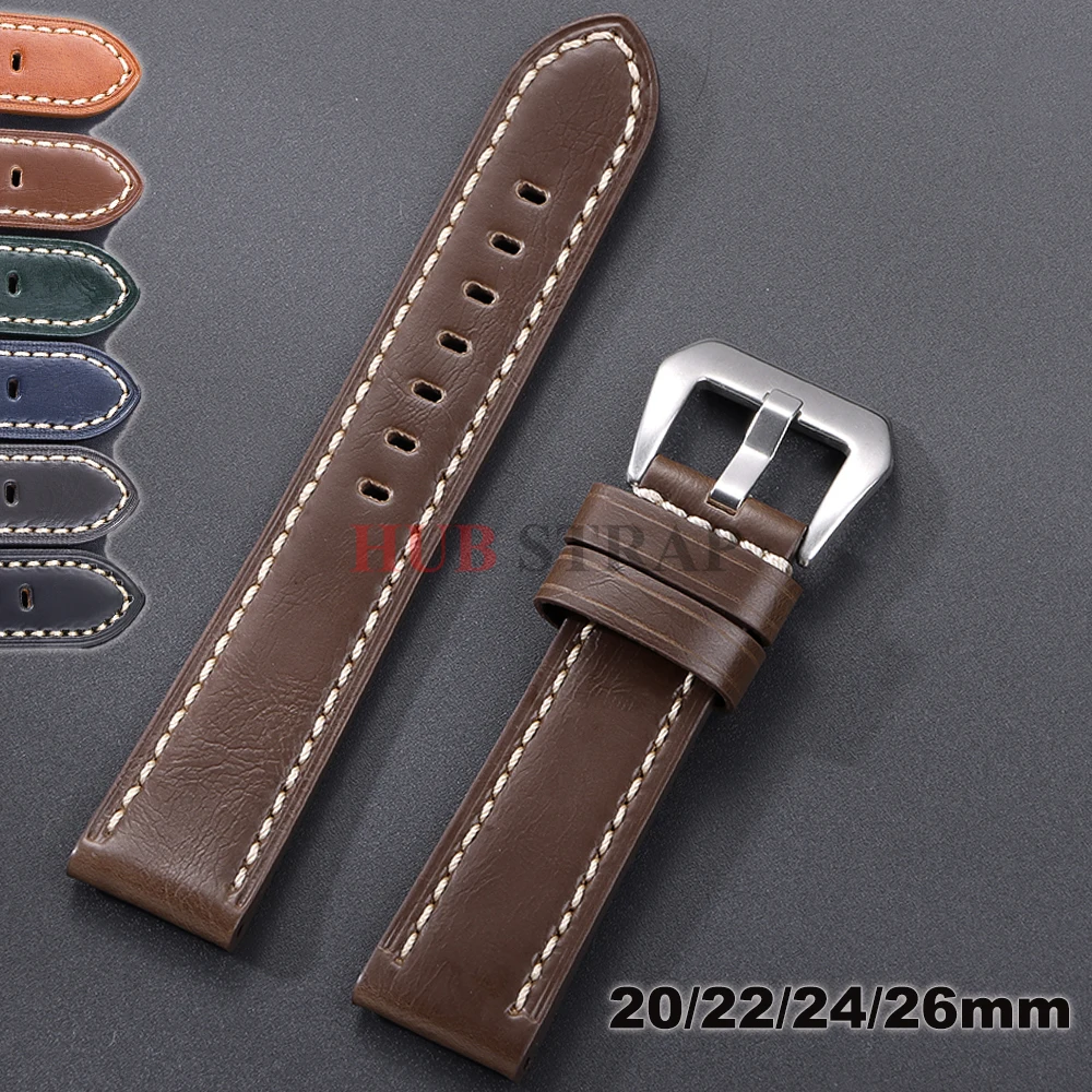 20mm 22mm 24mm 26mm Rindsleder Universal Uhrenarmband für Omega für Panerai Vintage Soft Business Braunes Armband für Männer Frauen Image