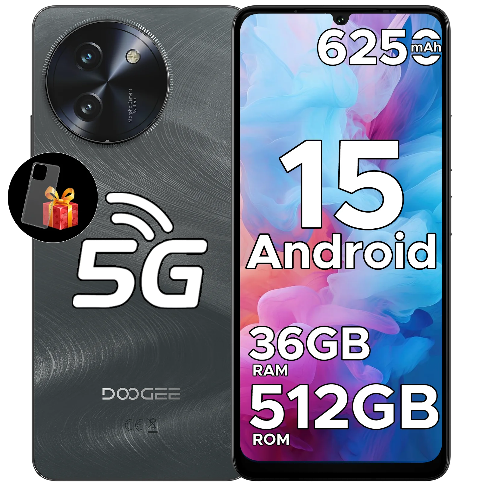 DOOGEE Note59 Pro+ 5G Smartphone Android 15 12 GB 512 GB 6,75 Zoll Bildschirm 50 MP AI Kamera 6250 mAh Akku Handy Globale Version Image