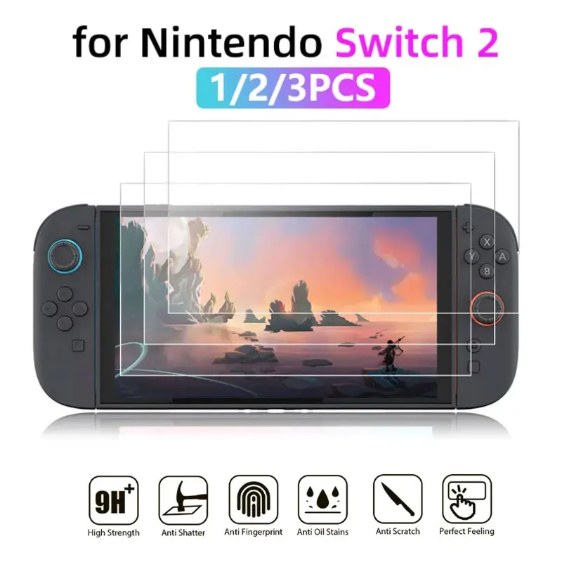 1/2/3 Stück gehärtetes Glas für Switch Nintendo 2, Displayschutzfolie, HD, klar, kratzfest, für Switch2 Konsolenzubehör Image