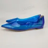 ZHIMA Damen-Sandalen, glänzend + durchsichtiges PVC, flache Absätze, Sandalia, zum Hineinschlüpfen, handgefertigte Damenschuhe, bequem, große Größe 39, 41, 43, 47