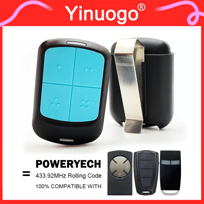 YNG801 für POWERTECH PR2 PR4 PR1 433 MHz Rolling Code Powertech Garagentor-Fernbedienung mit Clip Image
