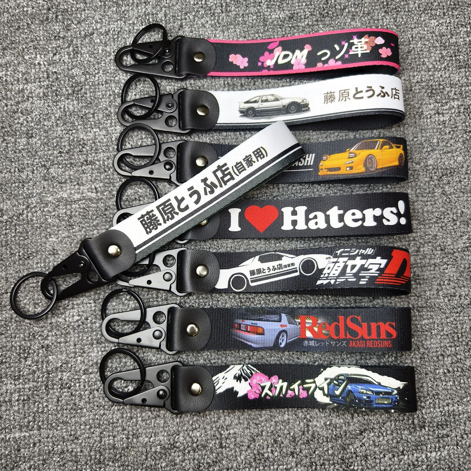 Initial D Auto Schlüsselanhänger Nylon JDM Stil Geschenk Lanyard Schlüsselanhänger Autoschlüssel Stahlfeder Clip Schlüsselanhänger Schlüsselanhänger Image