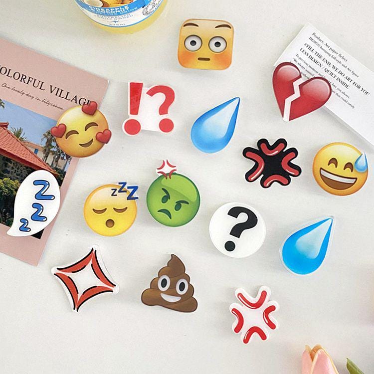 15 pezzi carino cartone animato emoji faccia acrilico fermaglio per capelli in metallo, adorabili artigli per capelli, accessori per capelli creativi