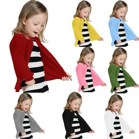 Mepaouo Toddler Boys Girls Cardigan Baby Long Sleeve Sweaters School Uniform Knit Tops Outwear Black 2-3 Years