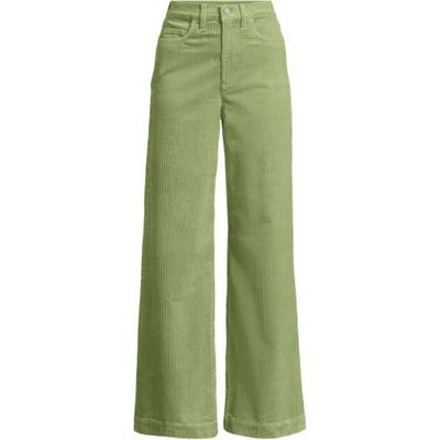Wide Leg Cord Jeans, High Waisted, Women, size: 8, regular, Green, Spandex/Cotton-blend, by Lands' End