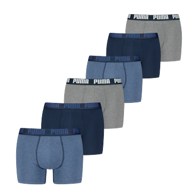 Boxershorts PUMA "PUMA MEN EVERYDAY BOXER 6P ECOM", Herren, Gr. XXL, denim combo, Single Jersey, Obermaterial: 95% Baumwolle, 5% Elasthan, eng, Unterhosen, Elastischer Logobund, Stretchmaterial, ohne Eingriff Image