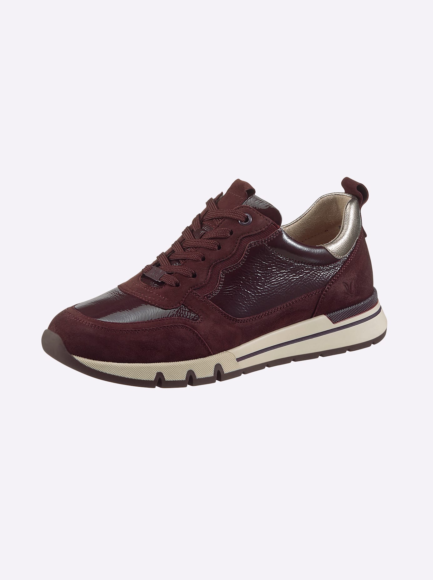 Sneaker CAPRICE, Damen, Gr. 40, rot (burgund), Glattleder, Lackleder, Veloursleder, Schuhe