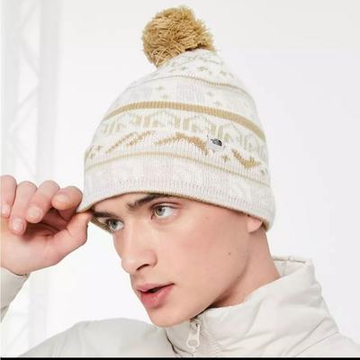 The North Face Accessories | The North Face Fair Isle Pom Pom Unisex Beanie Winter Hat | Color: Cream/White | Size: Os