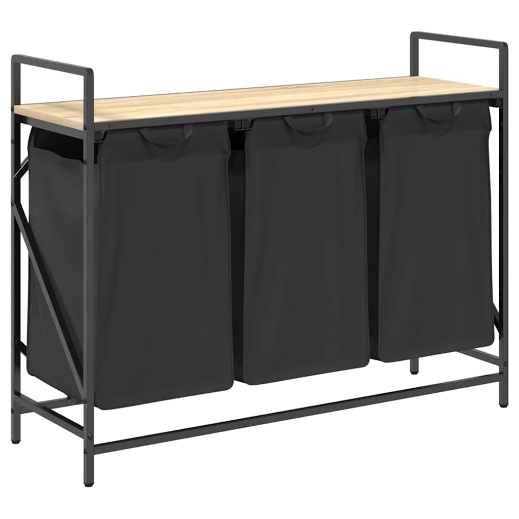 vidaXL Wäschekorb 3 Fächer mit Ablage Sonoma-Eiche Image