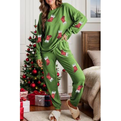 Pailletten-Lounge-Set mit Rundhalsausschnitt Top und Hose Image
