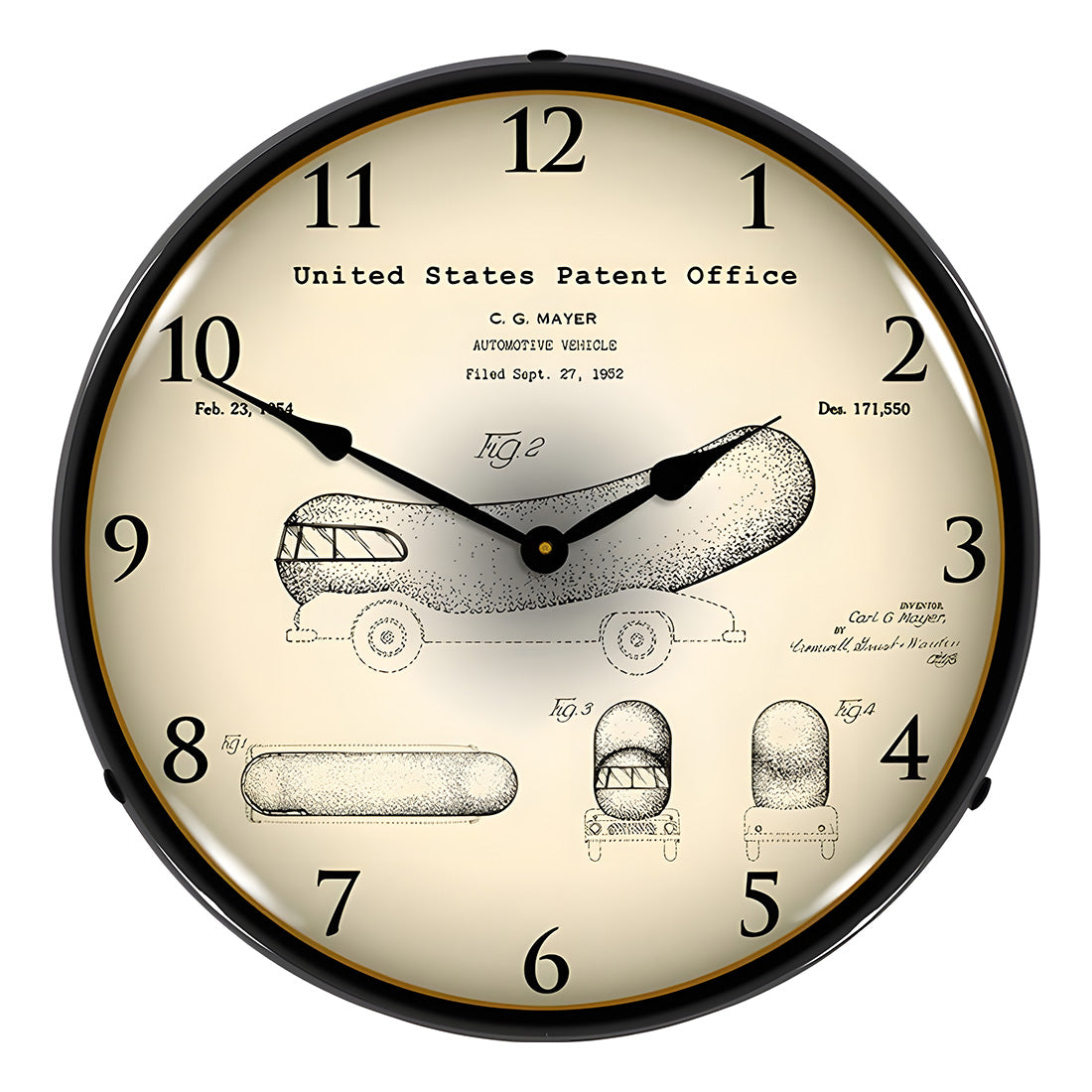 Collectable Sign and Clock 1952 Oscar Mayer Wienermobile Patent Blueprint Backlit Wall Clock