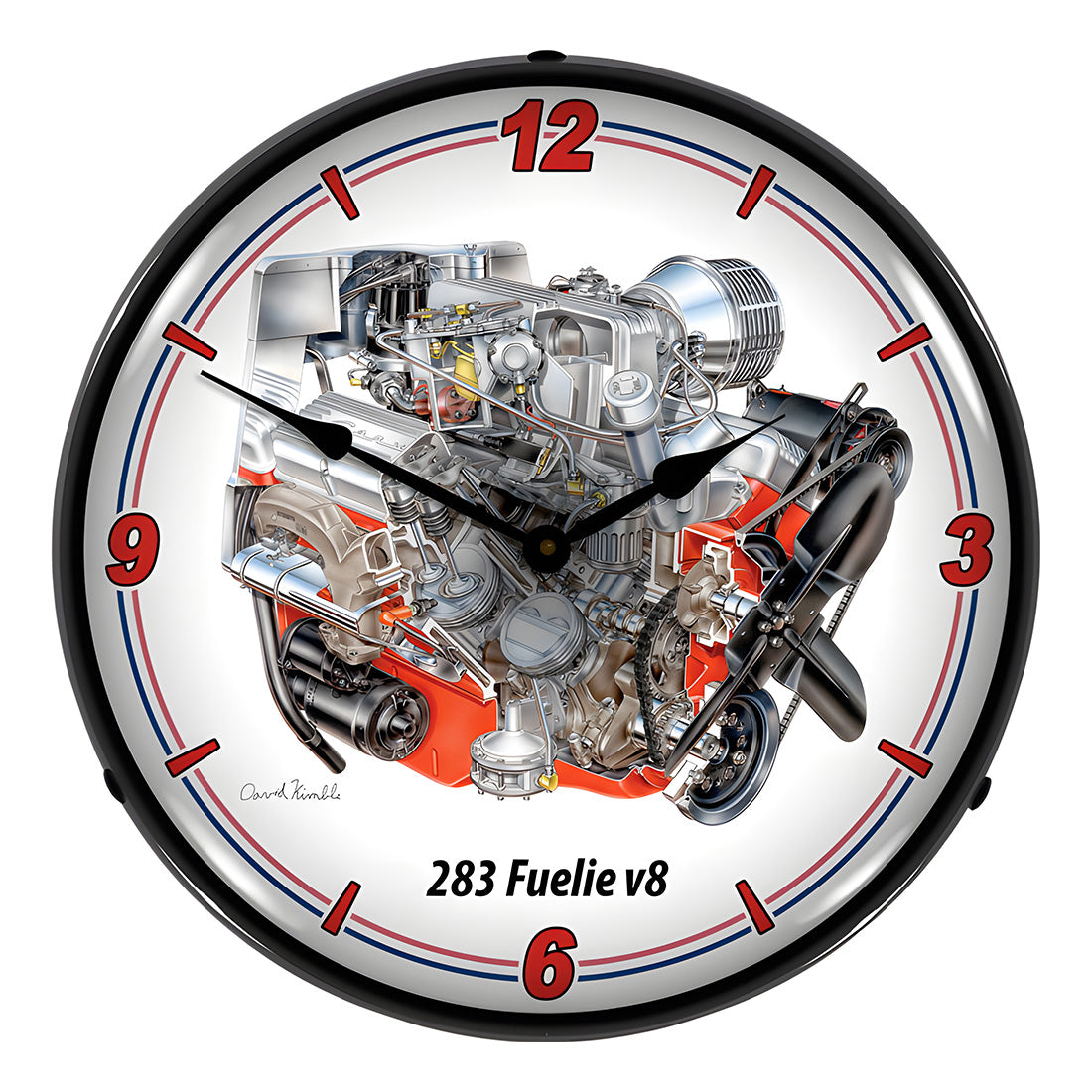 Collectable Sign and Clock 283 Fuelie V8 Engine Backlit Wall Clock