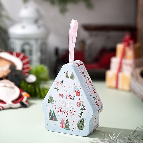 Scatole per biscotti natalizi con coperchi per fare regali, contenitori di latta natalizi, scatole di metallo per caramelle, cartoni animati creativi, decorazioni per le feste, confezioni regalo,