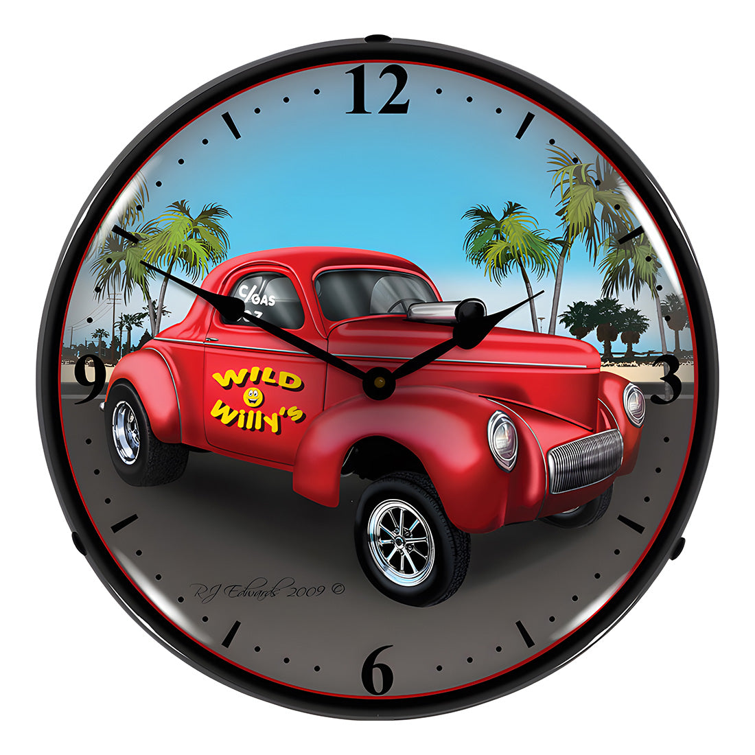 Collectable Sign and Clock Willys Gasser Backlit Wall Clock