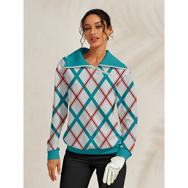 Women's Golf Pullover Sweatshirt Grey Long Sleeve Top Ladies Golf Attire Clothes Outfits Wear Apparel