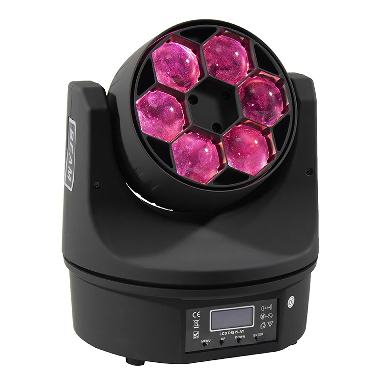 SHEHDS LED Strahl & Waschen 6x15W RGBW 4IN1 Sechs Bienen Augen Moving Head Licht DMX512 Für DJ Disco Musik Konzert Bühne licht Image