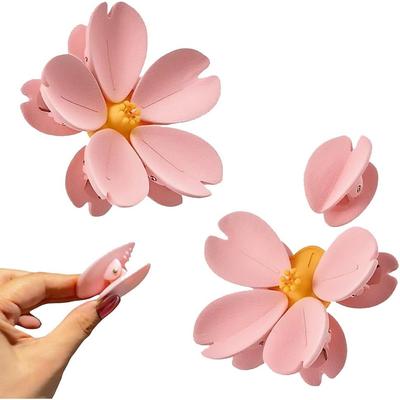 2pcs Cherry Blossom Magnetic Bag Clips Reusable Pink Flower Food Storage Clamp Decorative Plastic Hexagon-Shaped Fridge Magnet for Kitchen, Office, and Home Decor