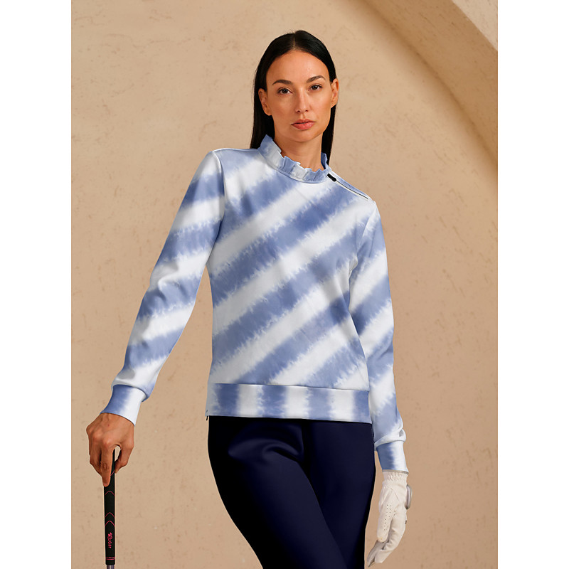 Women's Golf Pullover Sweatshirt Blue Long Sleeve Top Ladies Golf Attire Clothes Outfits Wear Apparel