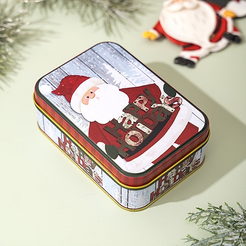 Scatole per biscotti natalizi con coperchi per fare regali, contenitori di latta natalizia, mini scatole di metallo con coperchio, caramelle per le feste, contenitori per biscotti, confezioni regalo,