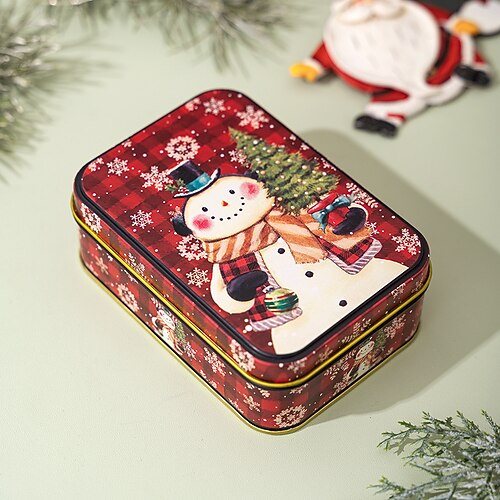 Scatole per biscotti natalizi con coperchi per fare regali, contenitori di latta natalizia, mini scatole di metallo con coperchio, caramelle per le feste, contenitori per biscotti, confezioni regalo,