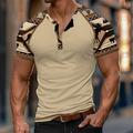 Per uomo Grafico Maglia Henley Manica Corta maglietta Stampa 3D Henley Camicia Moda Designer Etnico Casuale Quotidiano Nero Cachi Estate Abbigliamento S M L XL XXL XXXL