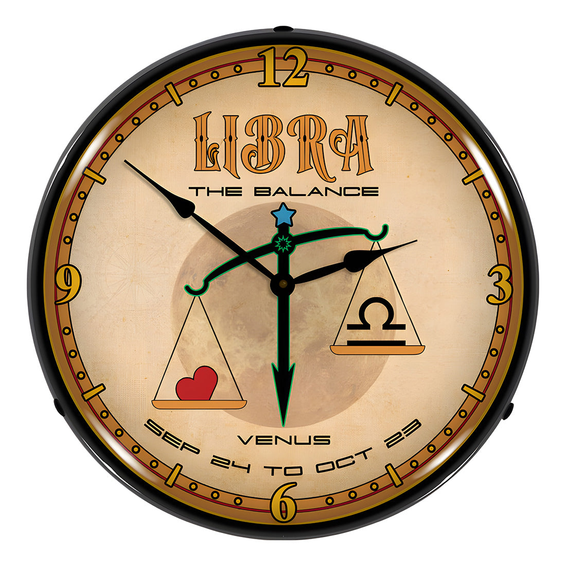 Collectable Sign and Clock Libra Backlit Wall Clock