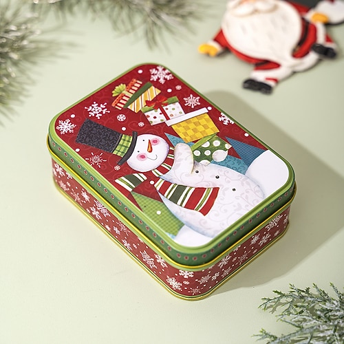 Scatole per biscotti natalizi con coperchi per fare regali, contenitori di latta natalizia, mini scatole di metallo con coperchio, caramelle per le feste, contenitori per biscotti, confezioni regalo,