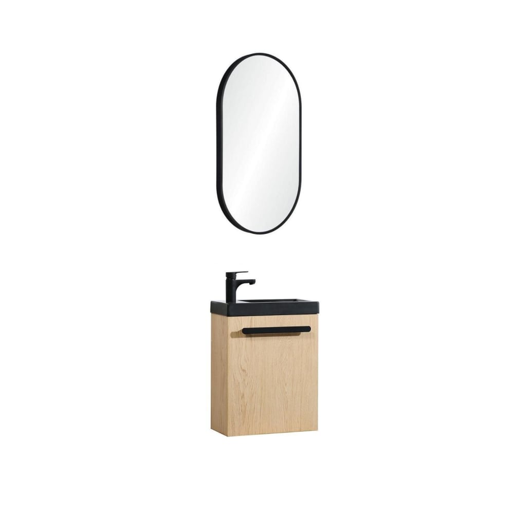 Ensemble lave-mains suspendu avec miroir ovale