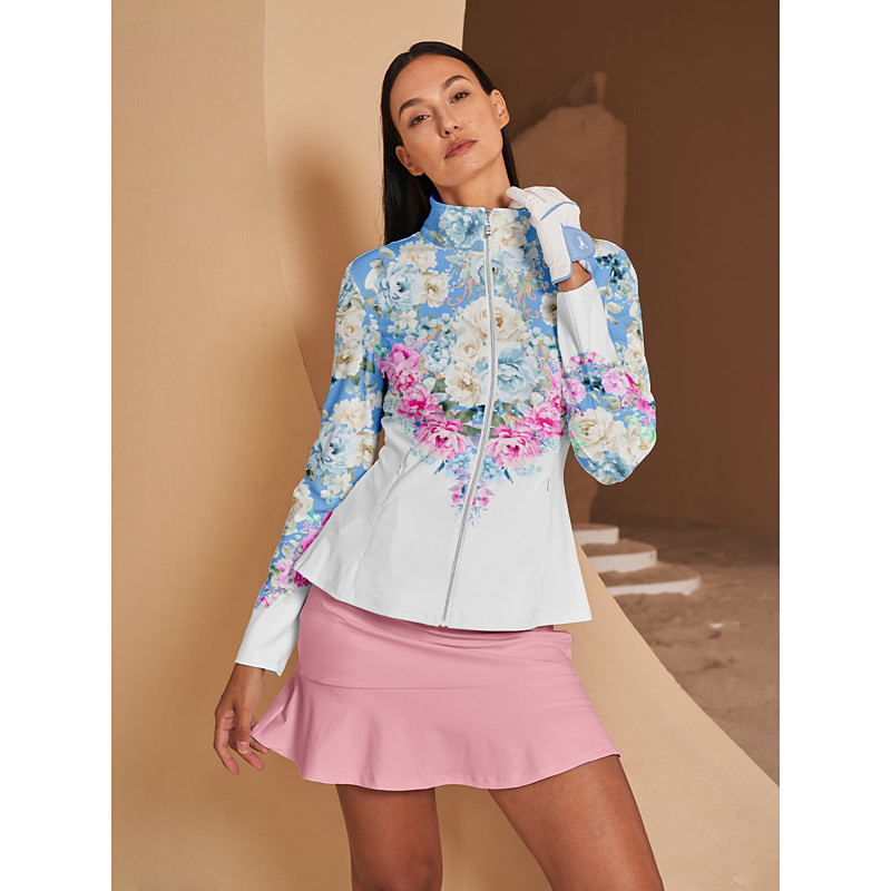 Women's Golf Jacket Blue Long Sleeve Top Ladies Golf Attire Clothes Outfits Wear Apparel