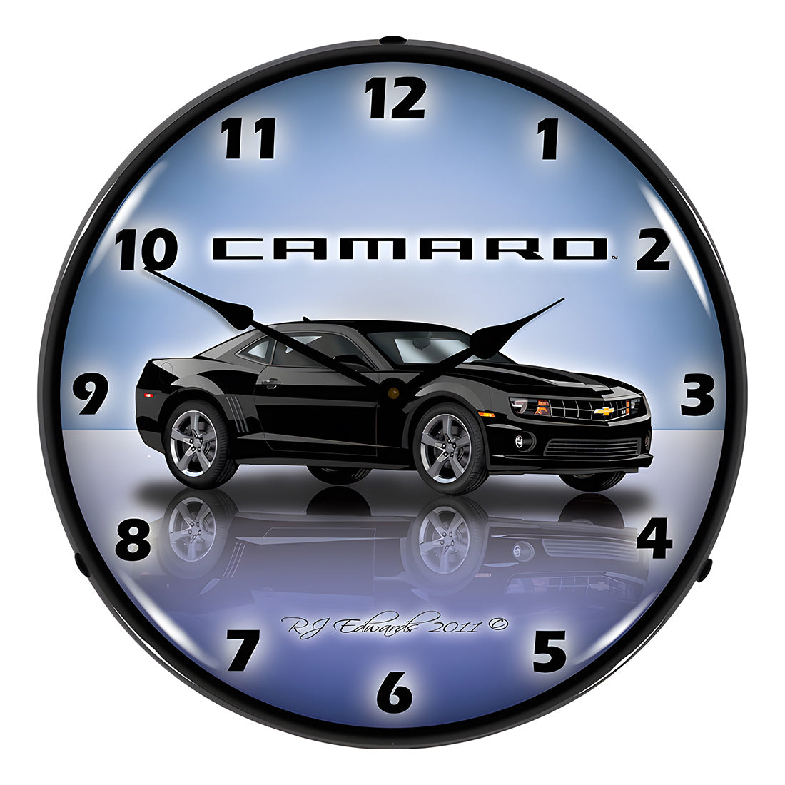 Collectable Sign and Clock Camaro G5 Black Backlit Wall Clock