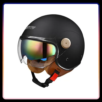 DOT Approved Daul Lens Open Face Motorcycle Helmets Men Women Retro Jet Helmet Double Visor 3/4 Half Helm Scooter Cruiser Moped