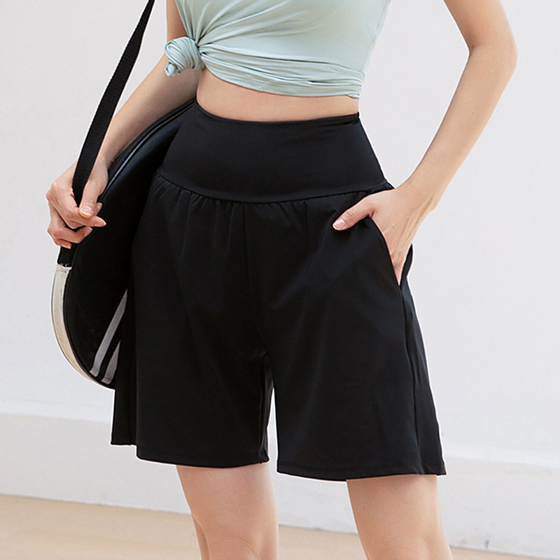 Women's Workout Activewear Sports Shorts Zip Up Pocket High Waist Gym Running Yoga Bottoms Solid Color Black Purple Sports Activewear Loose Fit