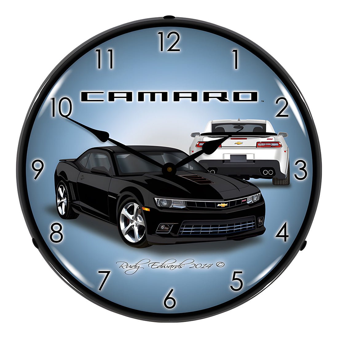 Collectable Sign and Clock 2014 SS Black Camaro Backlit Wall Clock