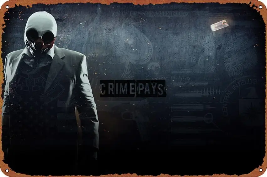 Wolf Payday 2 Video Game Metal aluminum poster retro home decoration bar office coffee shop kitchen bedroom restaurant garage su