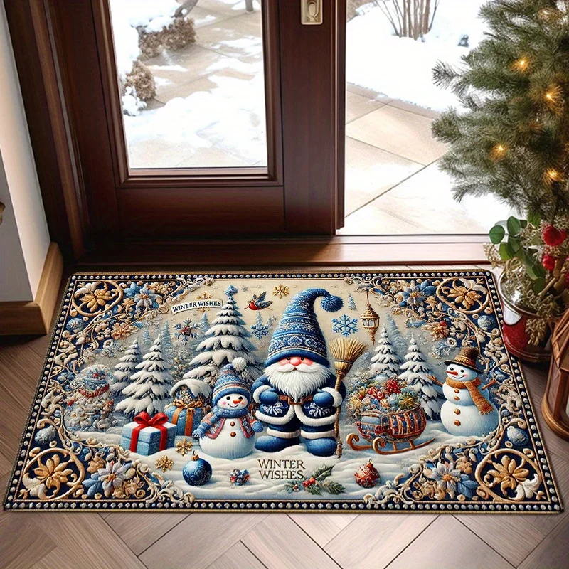 VIKAMA Weihnachten Teppich Eingang Willkommen Matte Winter Schneemann Teppich Wasserdichte Boden Matte Teppich Für Schlafzimmer Home Decorat Image