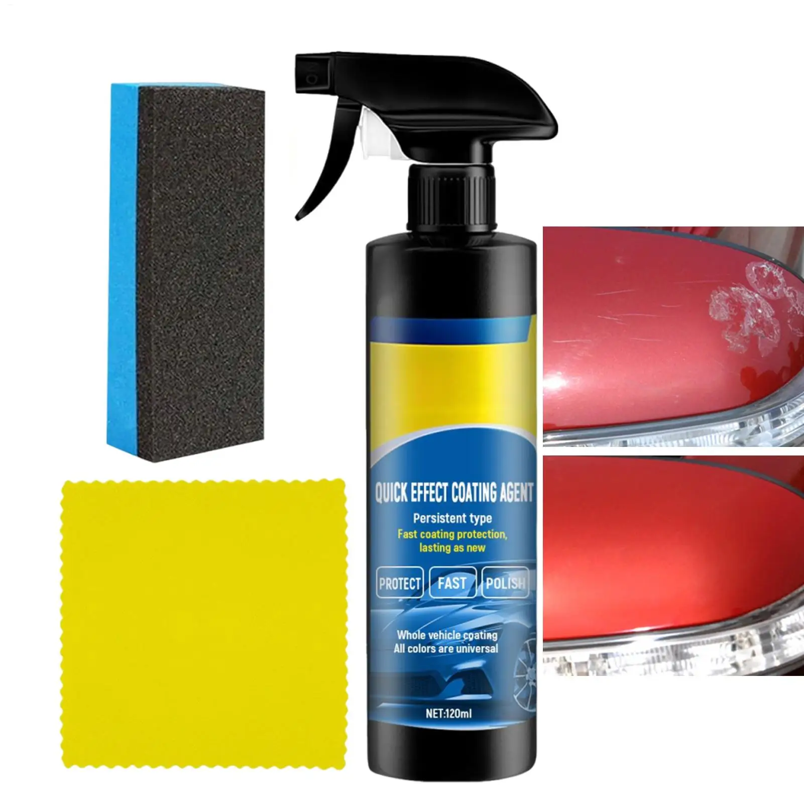 Auto-Beschichtungsmittel, Spray, 120 ml, Nano-Beschichtungsmittel, Polierspray, Glasreiniger, Kratzwachs, wasserlose Wäsche für Außenfarbe Image