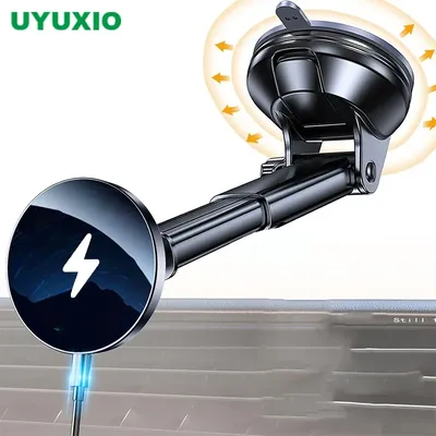 UYUXIO Magnetischer kabelloser Kfz-Ladegerät-Adapter, 15 W, Schnelllade-Magnet-Autotelefonhalter für iPhone 16 Pro Max 15 14 Plus 13 12