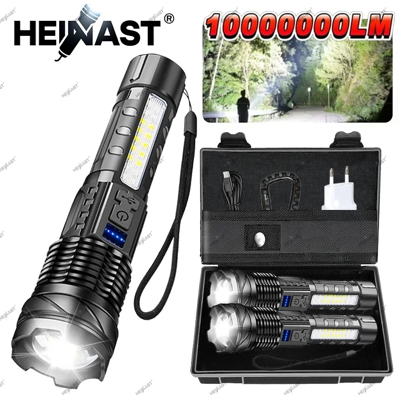 XHP50 High Power LED Taschenlampe Taktische COB Seite Licht Zoombare Taschenlampe Scheinwerfer Wiederaufladbare Wasserdichte Selbstverteidigung Taschenlampe Image