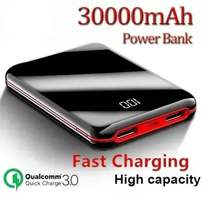 SU 30000mAh Display Mini Power Bank with External Battery Power Bank for Xiaomi lphone 30000 mAh Portable Charger